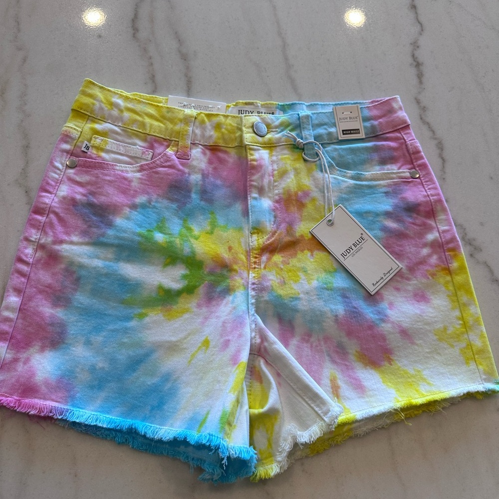 Tie-Dye Denim Shorts